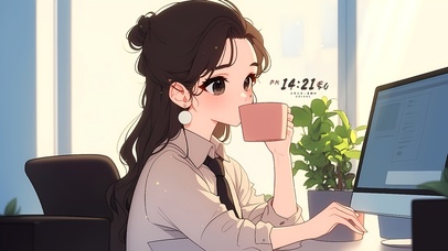 悠闲下午茶女孩