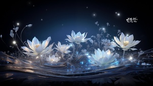 流水荷花