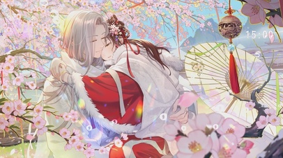 古风 浪漫樱花情侣 冬季 新年