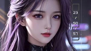 4k紫色长发美女
