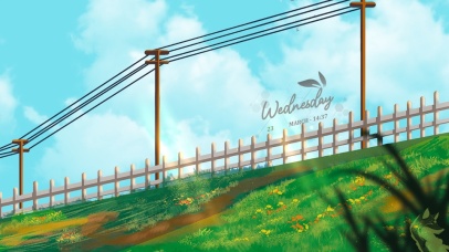 唯美清新蓝天白云绿草