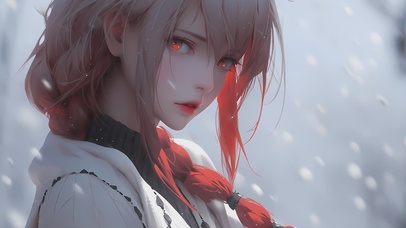 唯美可爱雪中少女