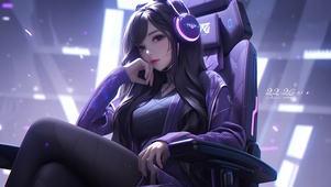 紫发电竞少女