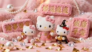 粉色毛绒Hello Kitty