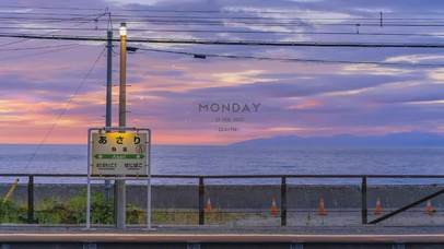 治愈落日余晖的公交站