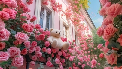唯美玫瑰小熊别墅