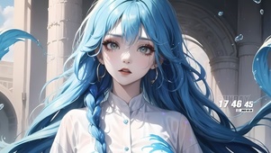 蓝发可爱少女