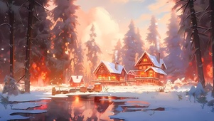 雪景雪景小屋