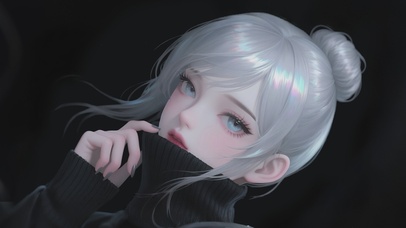 银发丸子头女孩