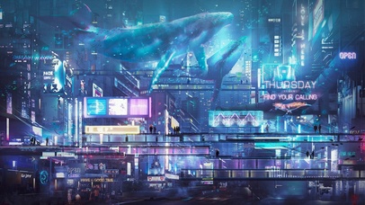 4K赛博朋克鲸鱼城
