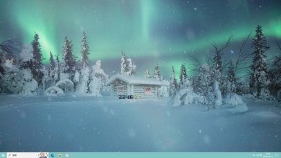 冬日雪夜极光—【主题桌面】