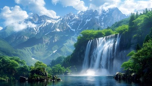瀑布湖水