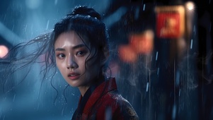 雨中美女