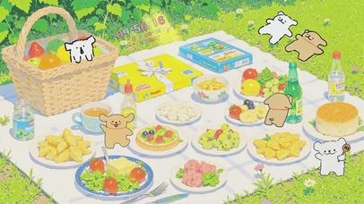 线条小狗的快乐野餐