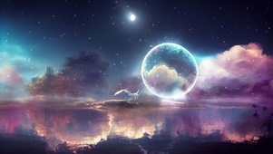 奇幻星空湖月