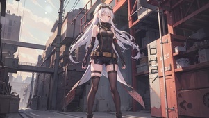 街道机甲白发少女