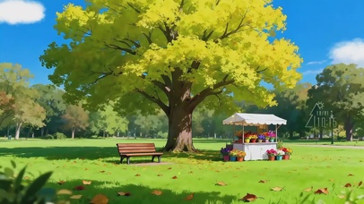 护眼公园树荫长椅