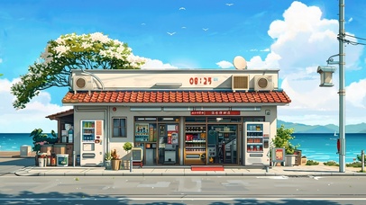 4K唯美治愈海角商店