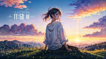 4k 坐在草地上的女孩