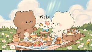 可爱野餐小熊