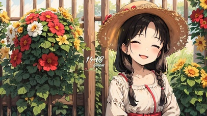 4k鲜花草帽女孩