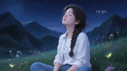 仰望星空的少女