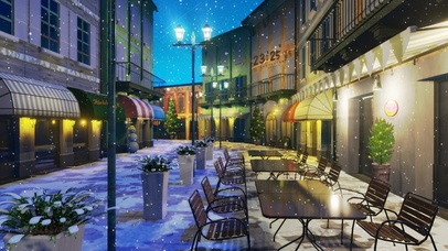 治愈唯美冬季夜晚小镇