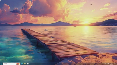 唯美夕阳AI海边-桌面主题