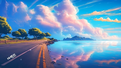 护眼治愈海滩白云