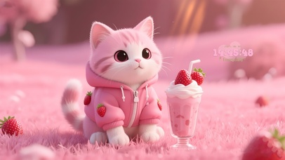 可爱草莓小猫