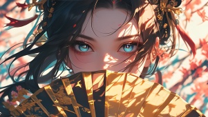 折扇古风美女