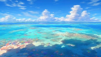 广阔海洋珊瑚礁风光