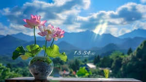 荷花摇曳