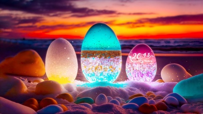 炫彩海边发光石头