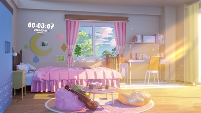 少女粉色阳光卧室