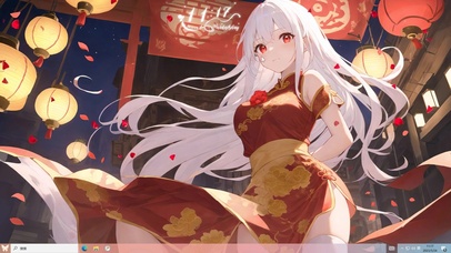 4k红色旗袍国风白毛美少女