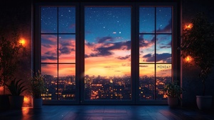 夕阳城市风景
