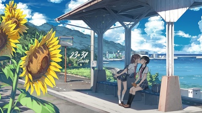 唯美公交站女孩