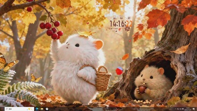 可爱毛绒绒的萌鼠采野果