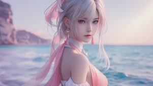 梦幻甜美海边古风女孩