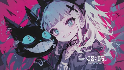 白发少女与黑猫