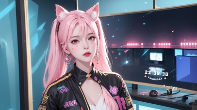 狐耳电竞粉发少女