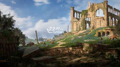 4K神庙草地小鹿