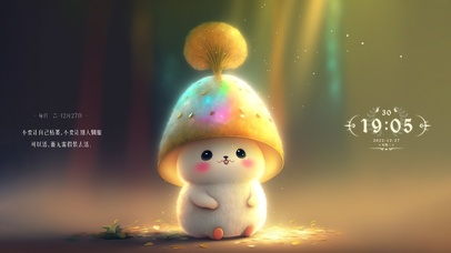 安静治愈可爱蘑菇小熊