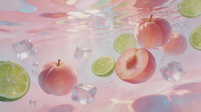 清凉感夏日水蜜桃桌面