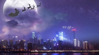 4k 城市上的星空