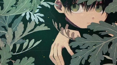 隐藏在绿叶中的少女