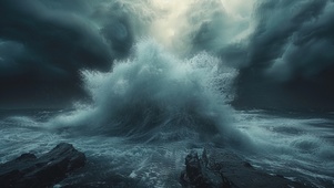 白海边的汹涌海浪