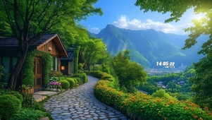 治愈护眼山上房屋