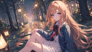 森林小道少女